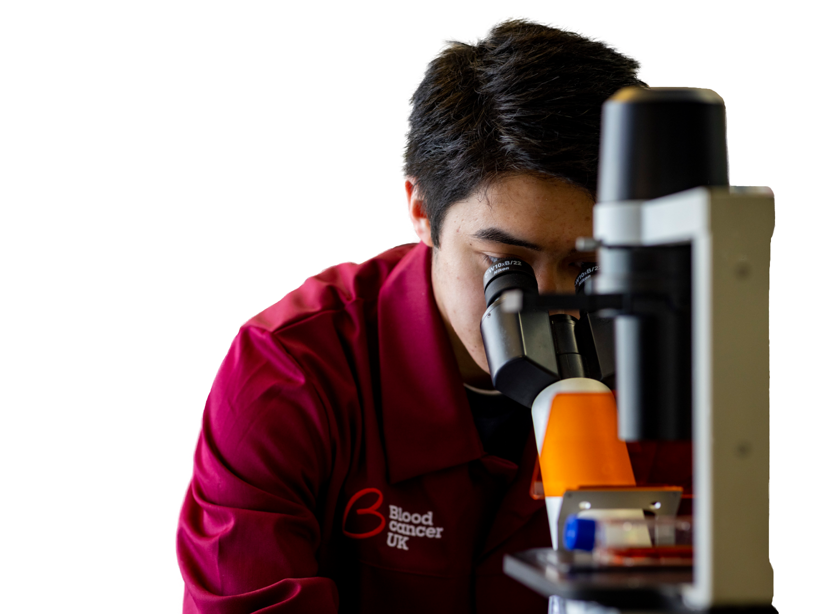 Scientist looking into a microscope